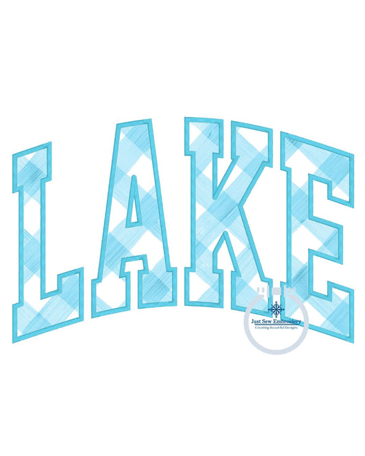 LAKE Arched Applique Embroidery Design Satin Stitch Six Sizes 5x7, 8x8, 9x9, 6x10, 7x12, and 8x12 Hoop