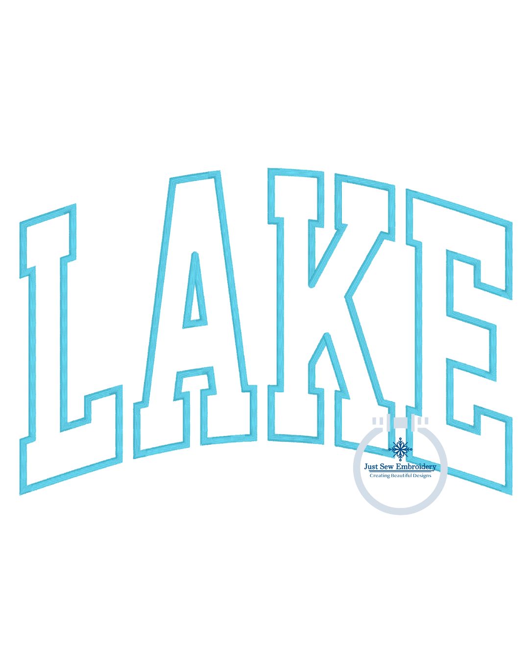 LAKE Arched Applique Embroidery Design Satin Stitch Six Sizes 5x7, 8x8, 9x9, 6x10, 7x12, and 8x12 Hoop