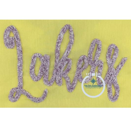 Lakers Chenille Yarn Applique Embroidery Design Five Sizes 5x7, 8x8, 6x10, 7x12, and 8x12 Hoop