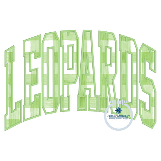 Leopards Arched Satin Applique Embroidery Satin Stitch Edge Three Sizes 6x10, 7x12, and 8x12 Hoop
