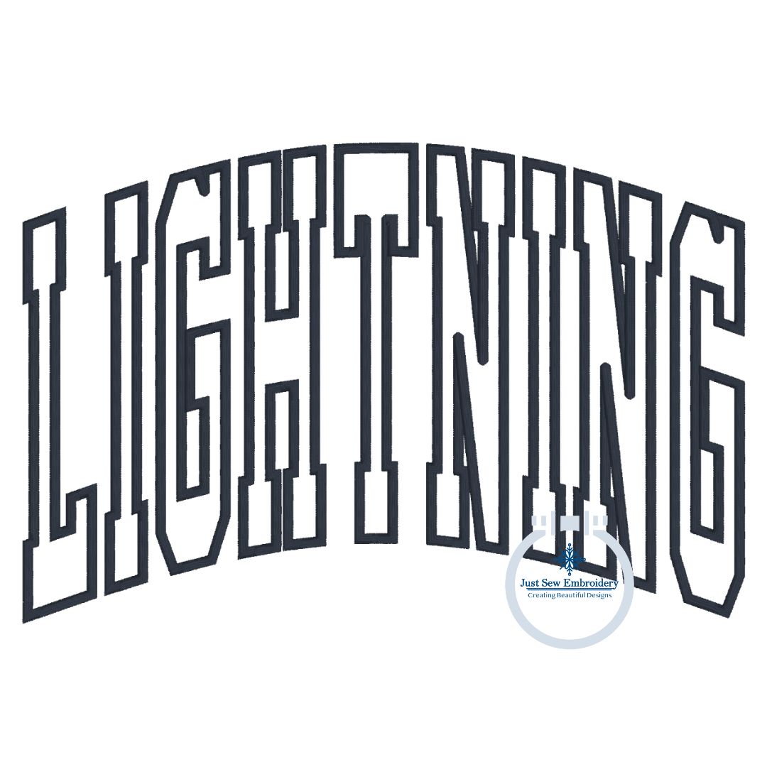 LIGHTNING Arched Satin Applique Embroidery Design Five Sizes 8x8, 9x9, 6x10, 7x12, and 8x12 Hoop