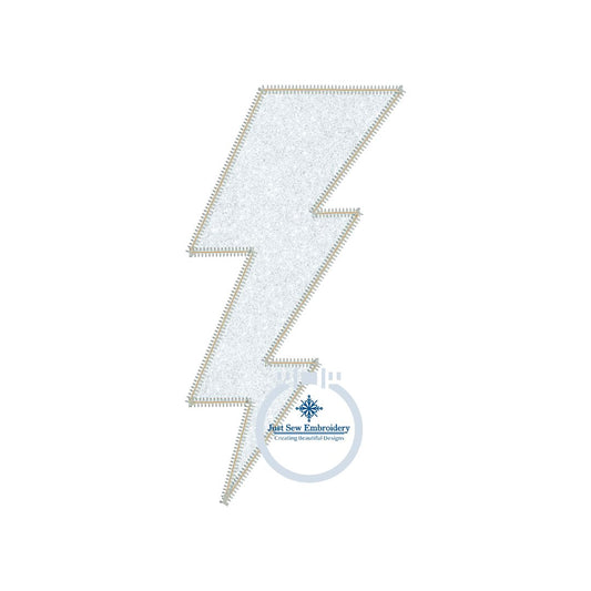 Lightning Bolt Zigzag Applique Embroidery Design Seven Sizes