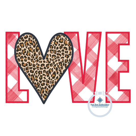 LOVE Heart Applique Embroidery Design Satin Edge Stitch Valentine's Day Five Sizes 5x7, 8x8, 9x9, 6x10, 7x12