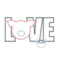 LOVE Pig Head Zigzag Applique Embroidery Design in Three Sizes 5x7, 6x10, 8x12 hoop