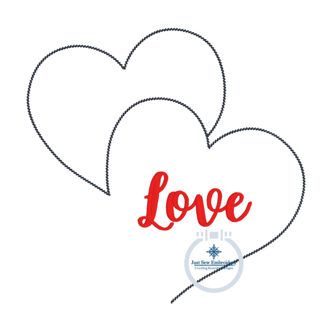 Love Hearts Chenille Yarn Valentine Applique Machine Embroidery Design Five Sizes 4x4, 5x5, 6x6, 7x7, and 8x8