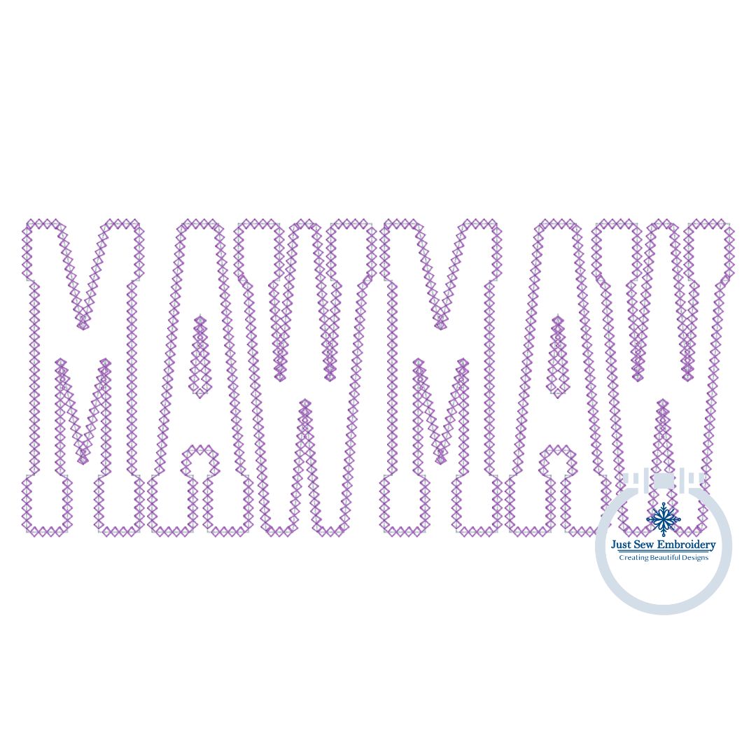 MAWMAW Applique Embroidery Design Diamond Edge Stitch Academic Font Mother's Day Gift Two Sizes 6x10 and 7x12 Hoop