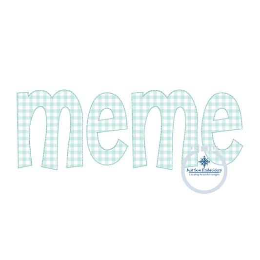 Meme Applique Embroidery Design Raggy Bean Edge Stitch Grandma Mother's Day Gift 8x12 Hoop
