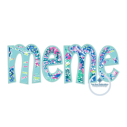 Meme Applique Embroidery Design Satin Edge Stitch Grandma Mother's Day Gift 8x12 Hoop