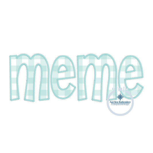 Meme Applique Embroidery Design ZigZag Edge Stitch Grandma Mother's Day Gift 8x12 Hoop