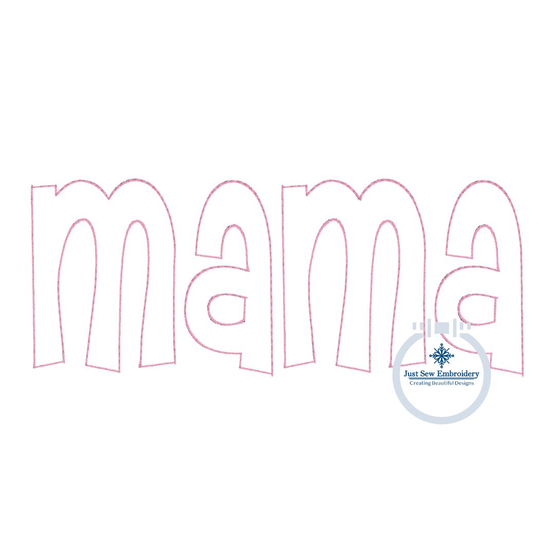 Mama Applique Embroidery Design Raggy Bean Finishing Edge Grandma Mother's Day Gift Three sizes 5x7, 6x10, and 8x12 Hoop