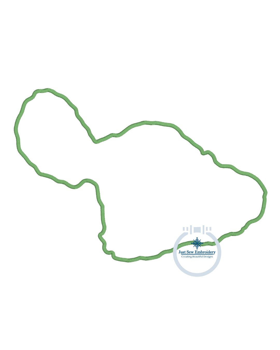 Maui Satin Outline Applique Embroidery Design Eight Sizes hat, 4x4, 6x6, 5x7, 8x8, 6x10, 7x12, and 8x12 Hoop