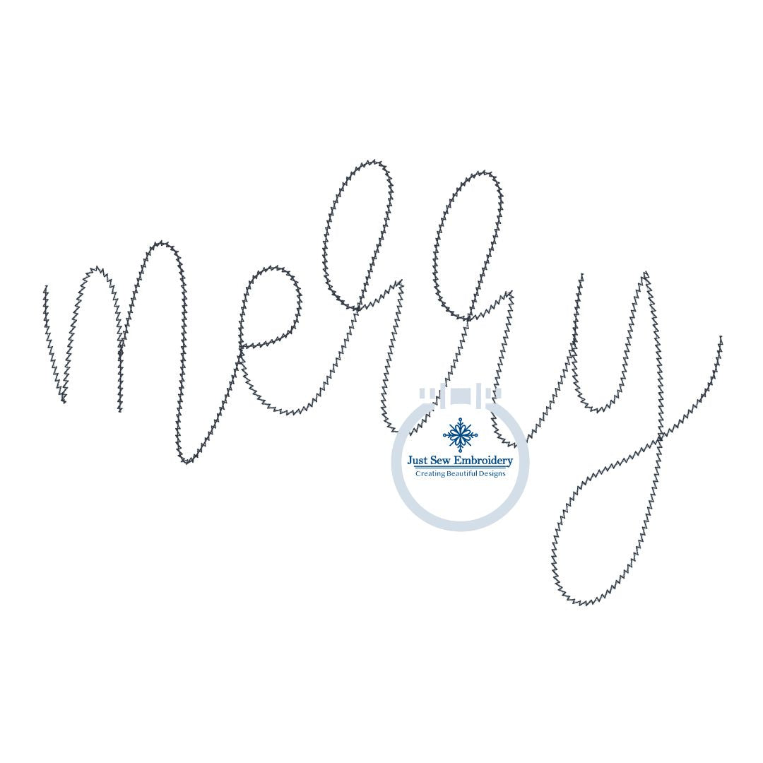 Merry Chenille Yarn Applique Embroidery Machine Design Script Five Sizes 5x7, 8x8, 6x10, 7x12 and 8x12 Hoop