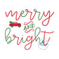 Merry and Bright Christmas Truck Machine Embroidery Design Satin Stitch 8x12 Hoop