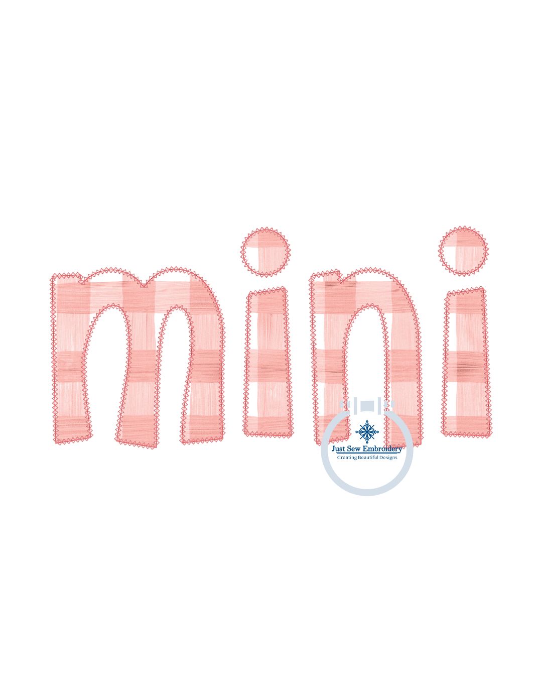 Mini Applique Embroidery Design Diamond Edge Stitch Grandma Mother's Day Gift Three Sizes 5x7, 6x10, and 8x12 Hoop