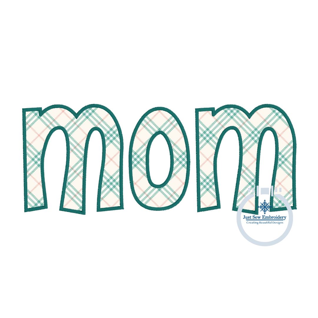 Mom Applique Embroidery Design Satin Stitch Mother's Day Gift 8x12 Hoop