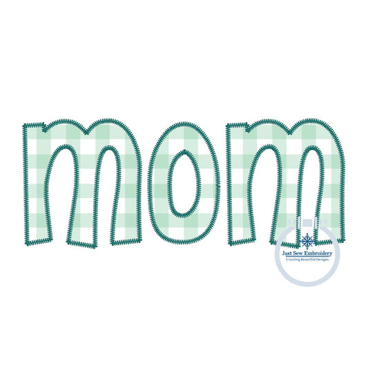 Mom Applique Embroidery Design ZigZag Stitch Mother's Day Gift 8x12 Hoop