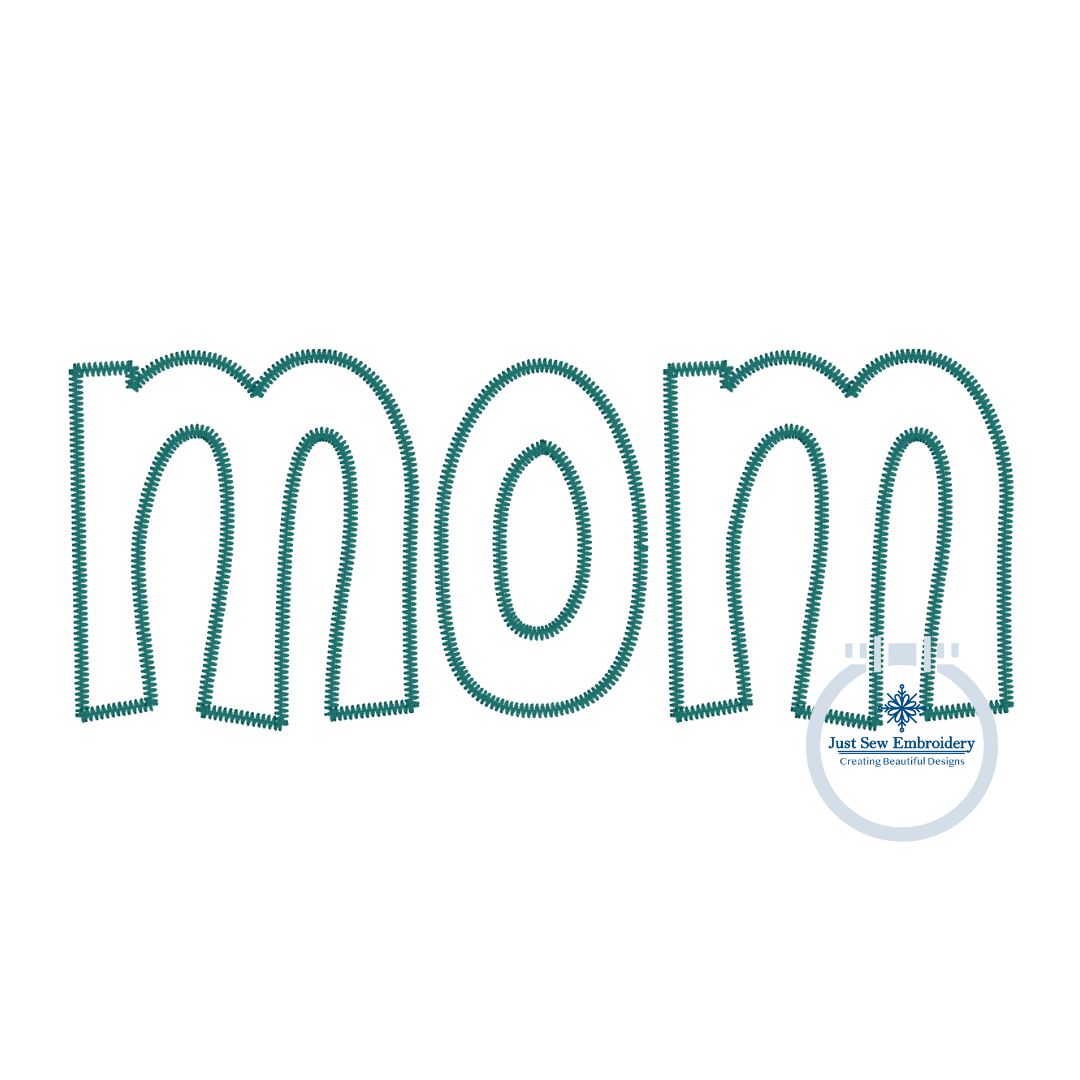 Mom Applique Embroidery Design ZigZag Stitch Mother's Day Gift 8x12 Hoop