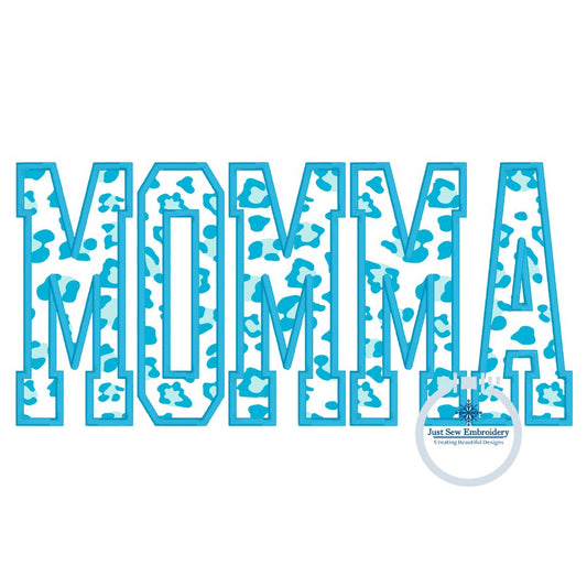 Momma Academic Satin Applique Embroidery Machine Design Five Sizes 5x7, 8x8, 9x9, 6x10, and 7x12 Hoop