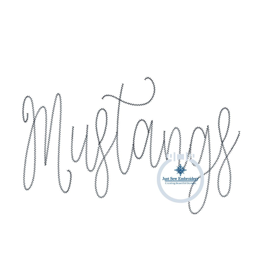 Mustangs Script Chenille Yarn Applique Design Machine Embroidery Four Sizes 9x9, 6x10, 7x12, 8x12 Hoop