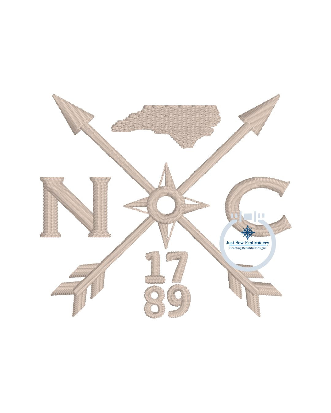 North Carolina 1789 Embroidered Hat Design NC Machine Embroidery One Size Hat Hoop