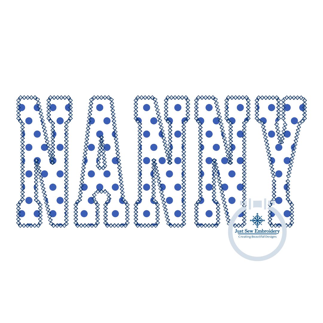 Nanny Academic Diamond Applique Embroidery Machine Design Five Sizes 5x7, 8x8, 9x9, 6x10, 7x12 Hoop