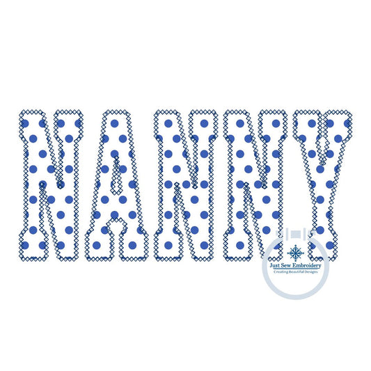 Nanny Academic Diamond Applique Embroidery Machine Design Five Sizes 5x7, 8x8, 9x9, 6x10, 7x12 Hoop