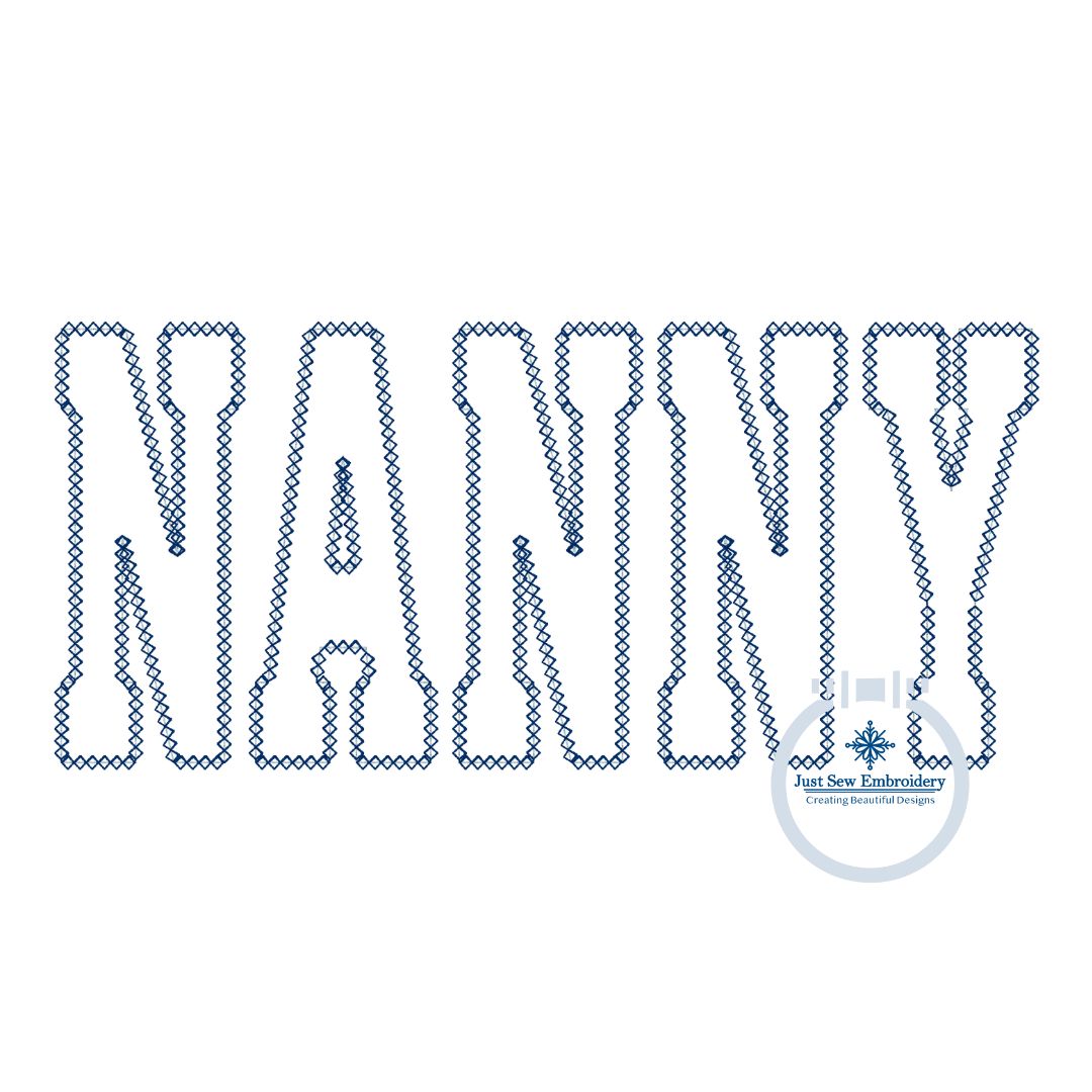 Nanny Academic Diamond Applique Embroidery Machine Design Five Sizes 5x7, 8x8, 9x9, 6x10, 7x12 Hoop