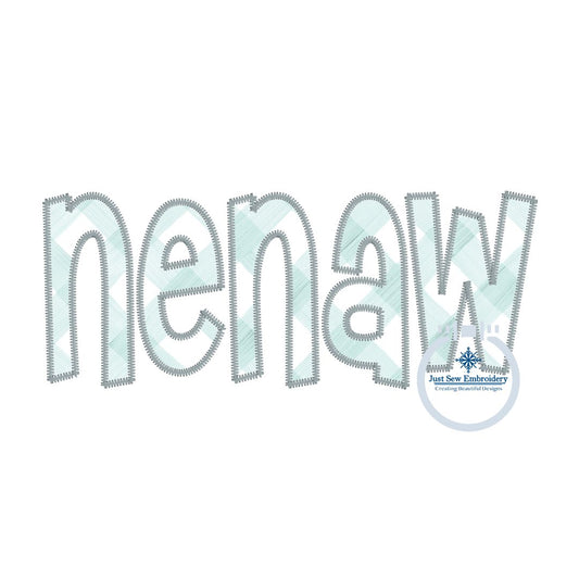 Nenaw Applique Embroidery Design ZigZag Edge Stitch Grandma Mother's Day Gift 8x12 Hoop