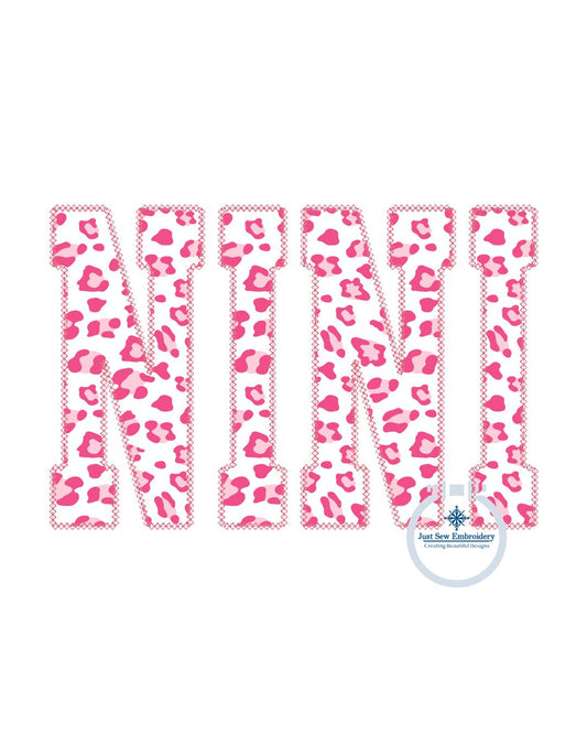 Nini Applique Embroidery Design Diamond Edge Stitch Grandma Mother's Day Gift Six Sizes 5x7, 8x8, 9x9, 6x10, 7x12, and 8x12 Hoop