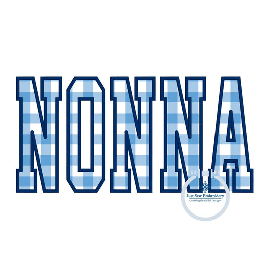 NONNA Academic Satin Applique Embroidery Design Five Sizes 5x7, 8x8, 9x9, 6x10, 7x12 Hoop Grandma Mother's Day Gift