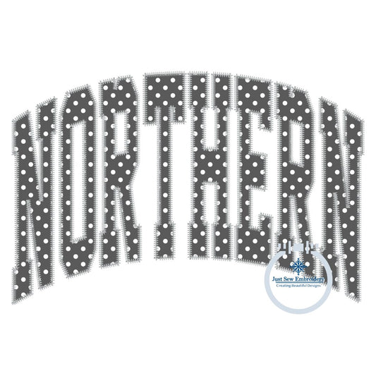 NORTHERN Arched Zigzag Applique Embroidery Design Five Sizes 5x7, 8x8, 6x10, 7x12, and 8x12 Hoop