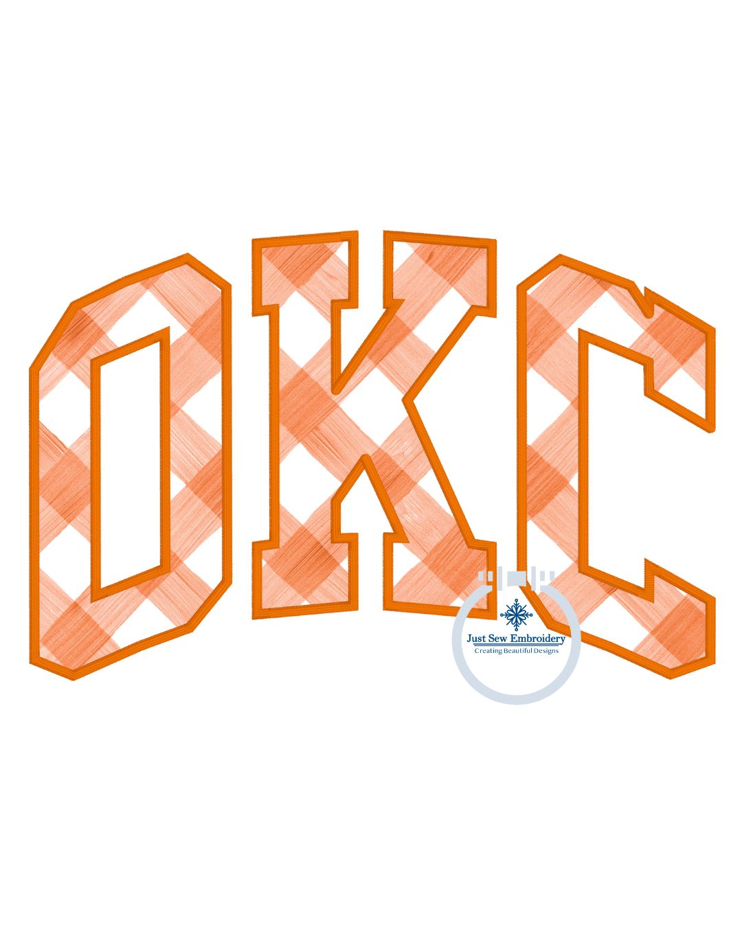 OKC Arched Satin Applique Embroidery Design Four Sizes 5x7, 8x8, 6x10, 8x12 Hoop Oklahoma OK