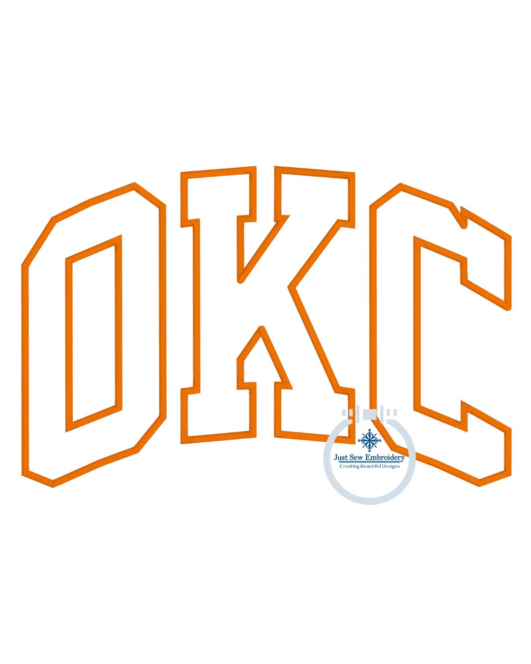 OKC Arched Satin Applique Embroidery Design Four Sizes 5x7, 8x8, 6x10, 8x12 Hoop Oklahoma OK