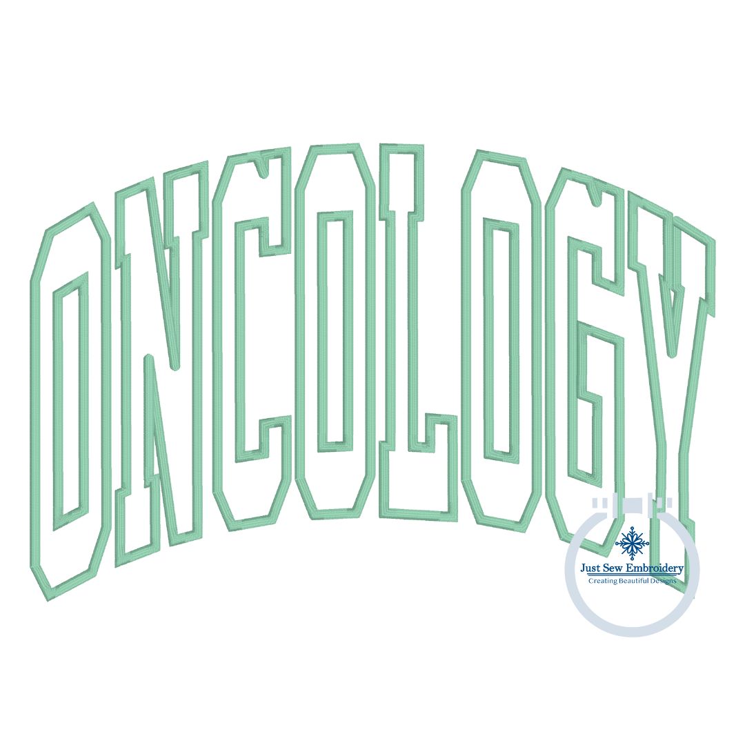 ONCOLOGY Arched Satin Applique Embroidery Nursing Nurses Design Four Sizes 9x9, 6x10, 7x12, and 8x12 Hoop