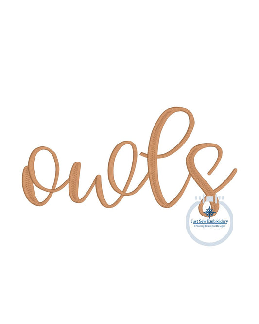 Owls Embroidered Script Design 8" hoop Full Chest Machine Embroidery