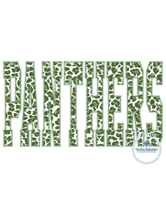 PANTHERS Applique Embroidery Design Machine Embroidery ZigZag Edge Five Sizes 5x7, 8x8, 9x9, 6x10, and 7x12 Hoop