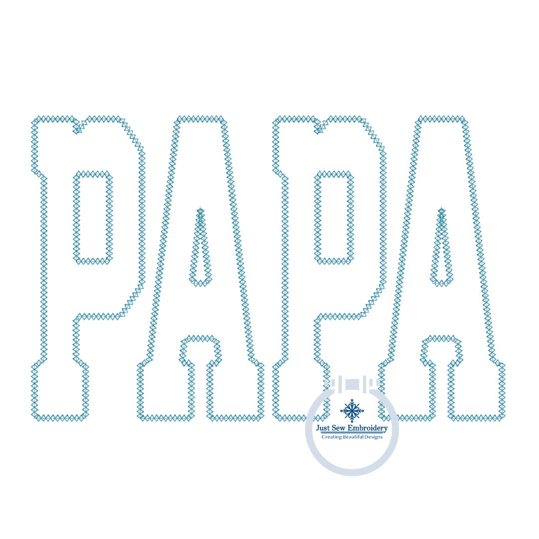 PAPA Academic Applique Embroidery Machine Diamond Edge Design Father's Day Gift Six Sizes 5x7, 8x8, 9x9, 6x10, 7x12 and 8x12 Hoop