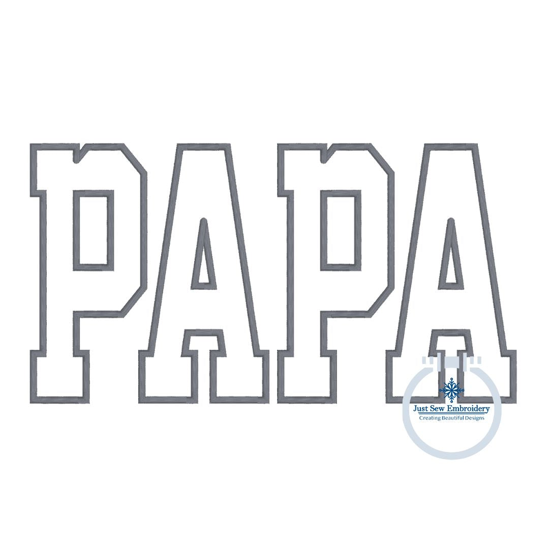 PAPA Academic Applique Embroidery Machine Satin Edge Design Father's Day Gift Six Sizes 5x7, 8x8, 9x9, 5x12, 6x10, and 7x12 Hoop