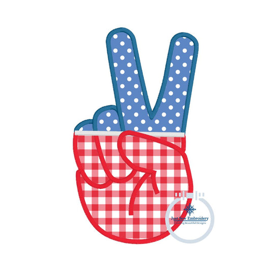 Peace Sign Applique Embroidery Two Color Design Satin Stitch July 4 4th of July Independence Five Sizes