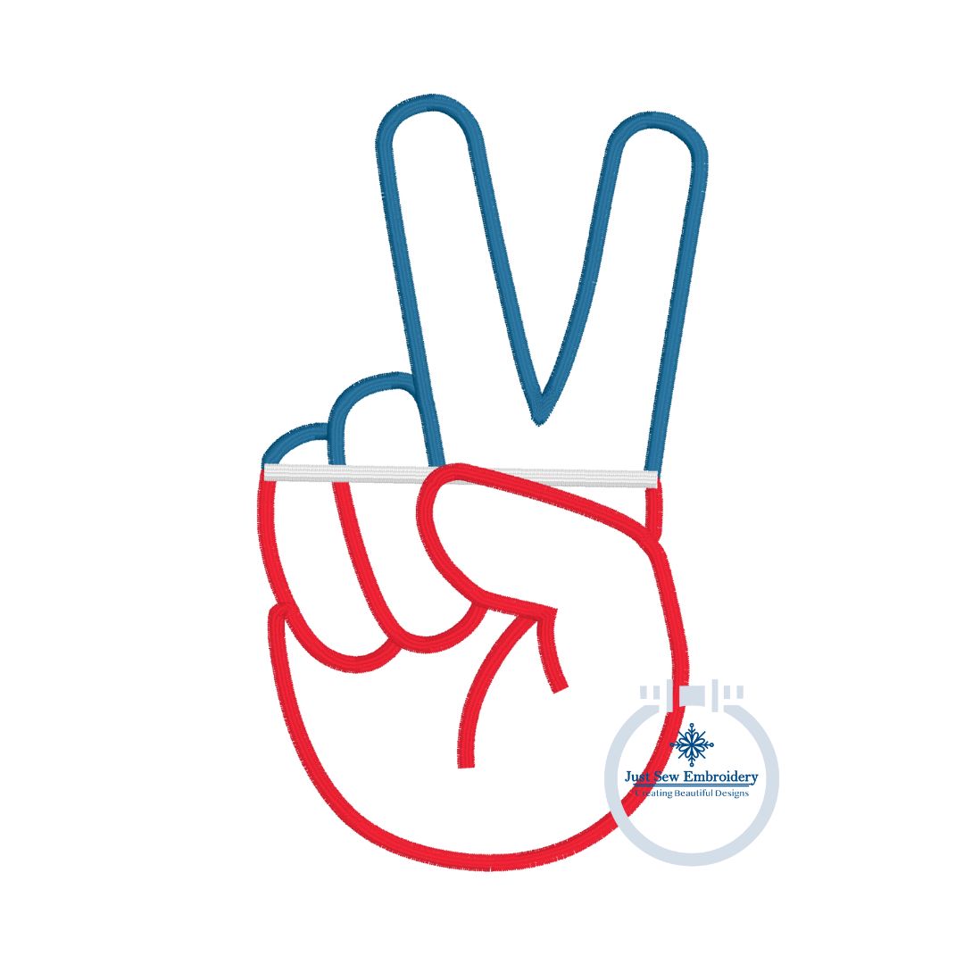 Peace Sign Applique Embroidery Two Color Design Satin Stitch July 4 4th of July Independence Five Sizes