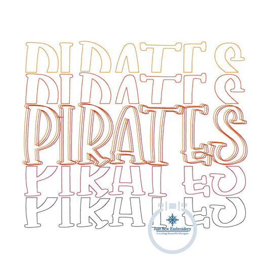 Pirates Repeat Bean Stitch Embroidery Design Machine Embroidery Five Sizes 5x7, 8x8, 6x10, 7x12, and 8x12 Hoop