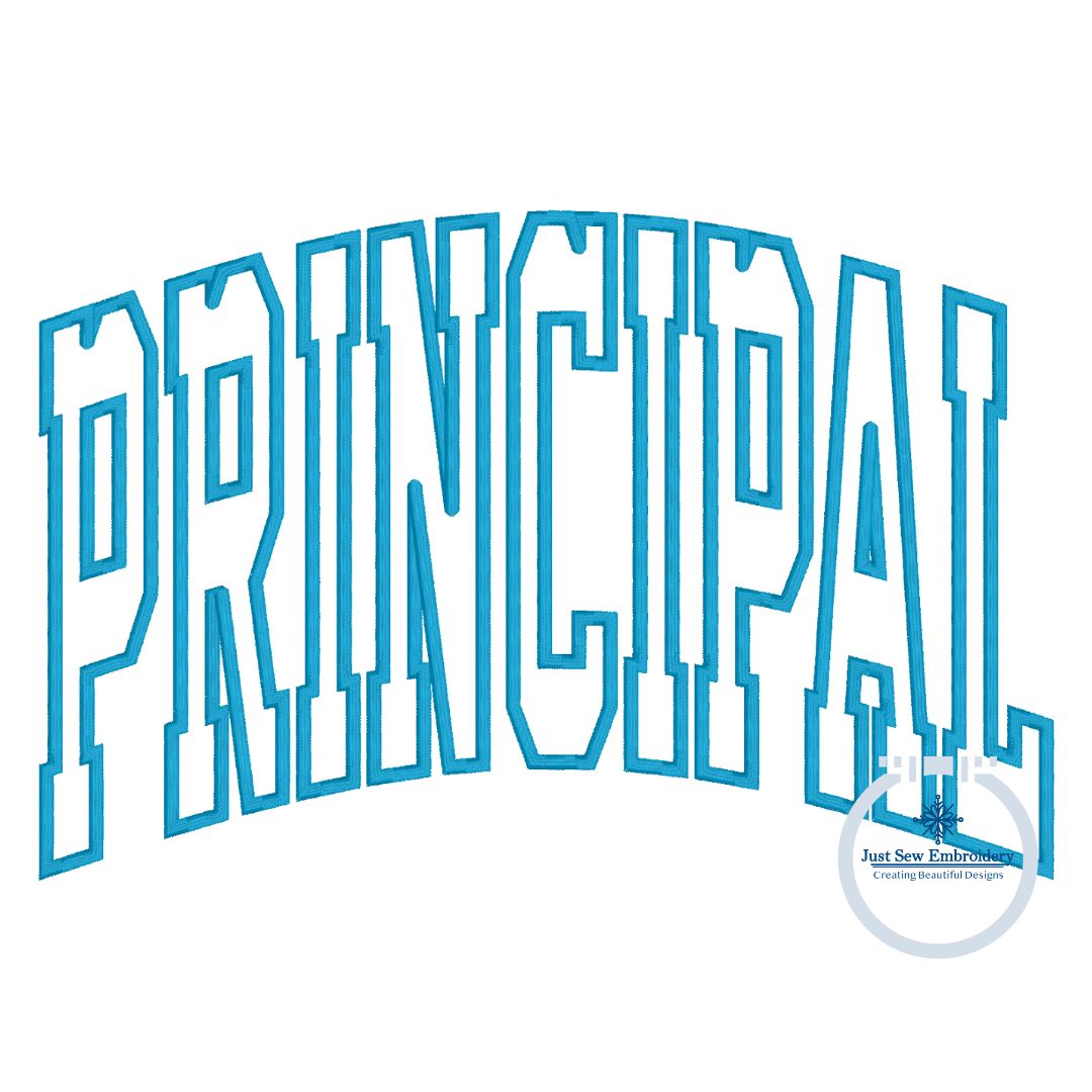 Principal Arched Satin Applique Embroidery Design Satin Stitch Four Sizes 9x9, 6x10, 7x12, and 8x12 Hoop