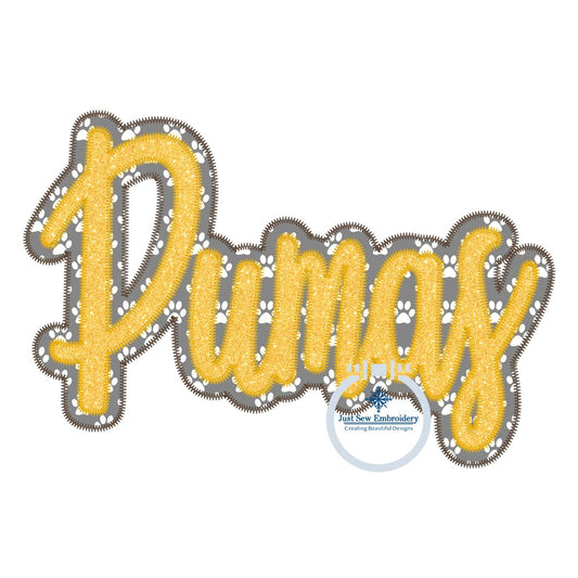 PUMAS Double Zigzag Applique Embroidery Script Design Machine Embroidery Five Sizes 5x7, 8x8, 6x10, 7x12, and 8x12 Hoop