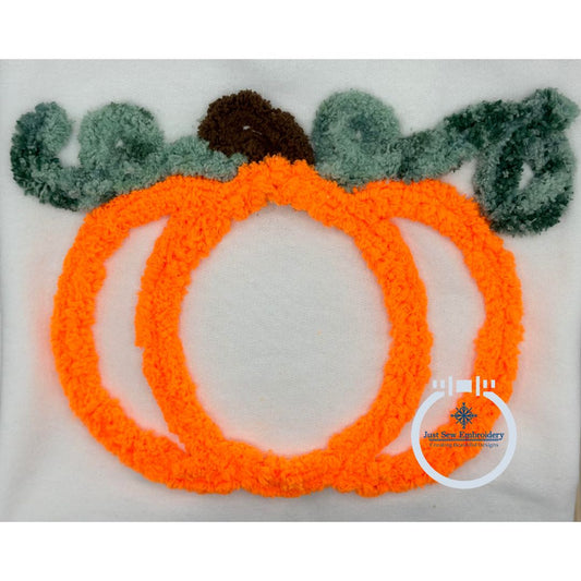 Pumpkin Chenille Yarn Applique Machine Embroidery Design Five Sizes 5x7, 8x8, 6x10, 7x12, and 8x12 Hoop