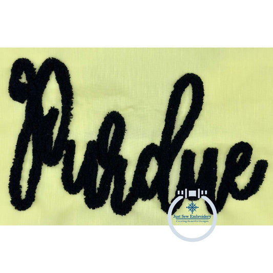 Purdue Chenille Yarn Applique Embroidery Design Four Sizes 5x7, 8x8, 6x10, and 7x12 Hoop