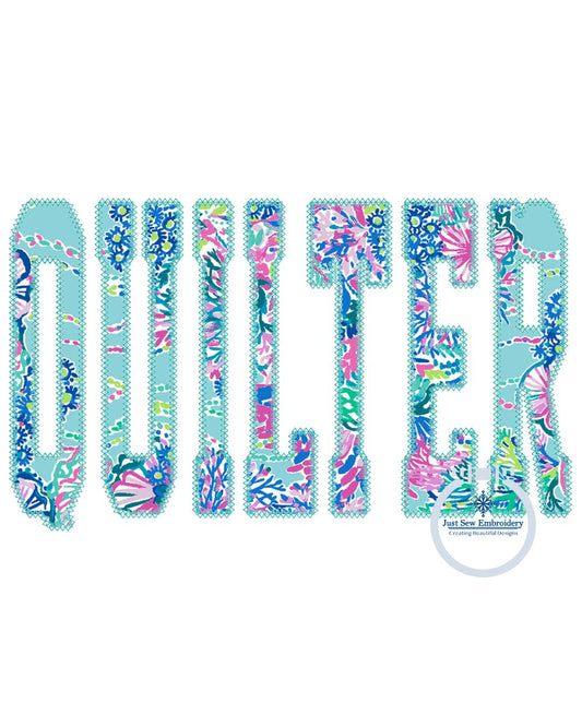 Quilter Diamond Stitch Applique Embroidery Design Five Sizes 5x7, 8x8, 9x9, 6x10, and 7x12 Hoop