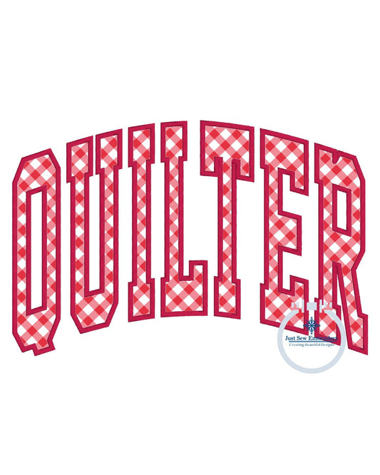 Quilter Arched Satin Stitch Applique Embroidery Design Six Sizes 5x7, 8x8, 9x9, 6x10, 7x12, and 8x12 Hoop