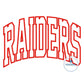 Raiders Arched Satin Applique Embroidery Design Five Sizes 5x7, 8x8, 6x10, 7x12, and 8x12 Hoop