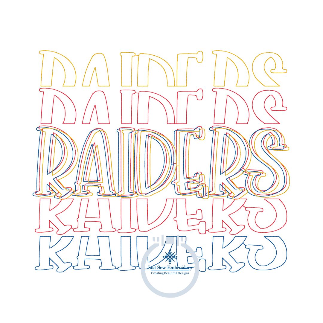 Raiders Embroidered Bean Stitch Repeat Design Six Sizes 5x7, 8x8, 9x9, 6x10, 7x12, and 8x12 Hoop