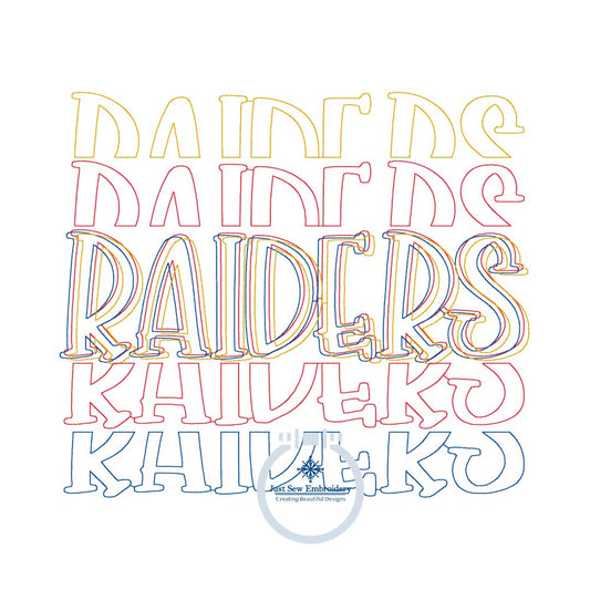 Raiders Embroidered Bean Stitch Repeat Design Six Sizes 5x7, 8x8, 9x9, 6x10, 7x12, and 8x12 Hoop